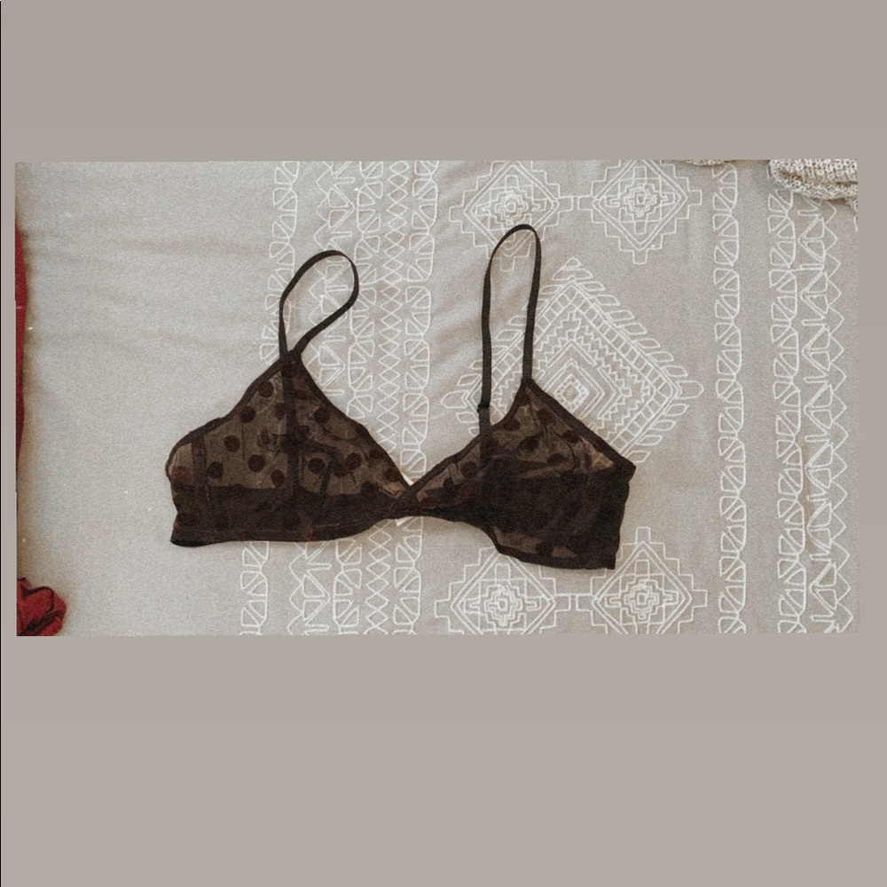 black bralette with polka dots